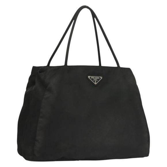 PRADA Tote Bag Nylon Black Silver Auth sw1200 - Picture 1 of 16